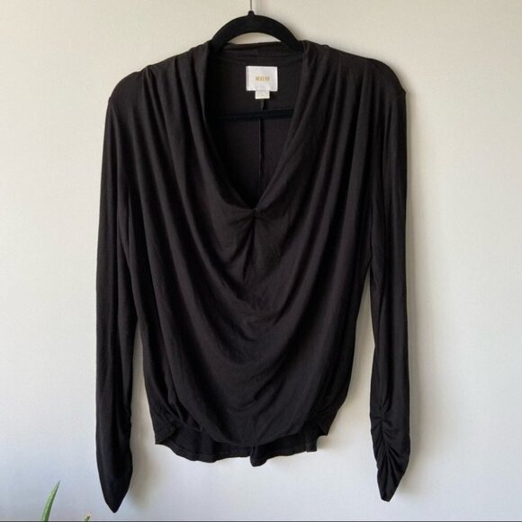Anthropologie Maeve Melissa Draped Black Top - Picture 2 of 10